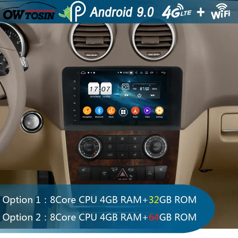 Автомобильный DVD-плеер 9 &quotIPS Android 0 8 ядер 4 Гб + 64 ГБ для Mercedes Benz ML GL Class W164 X164 ML350 ML500