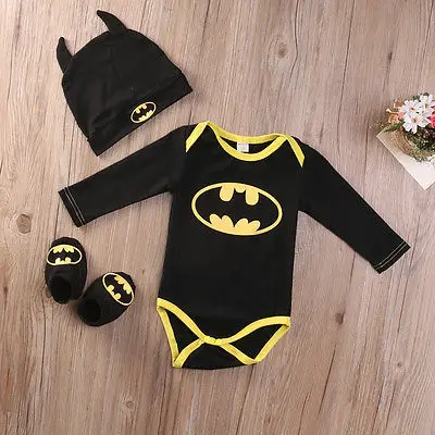 Fashion Newborn Baby Boy Clothes Cotton Romper Bodysuit Tops+Shoes+Hat 3Pcs Outfits Set Bebes Clothing |