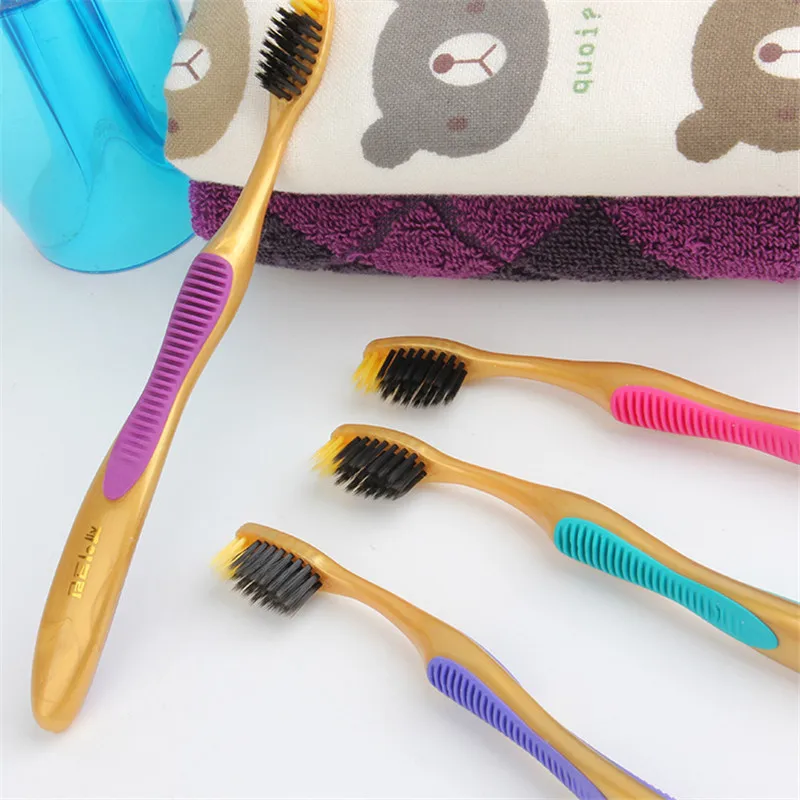 Высокое качество 4 шт. Ультра мягкий бамбуковый зубная щетка из древесного угля