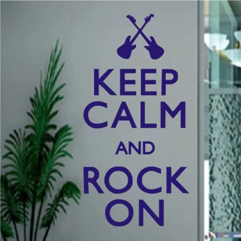 Виниловая наклейка с надписью Keep Calm And Rock On Music notetes стикер Wallart переводные