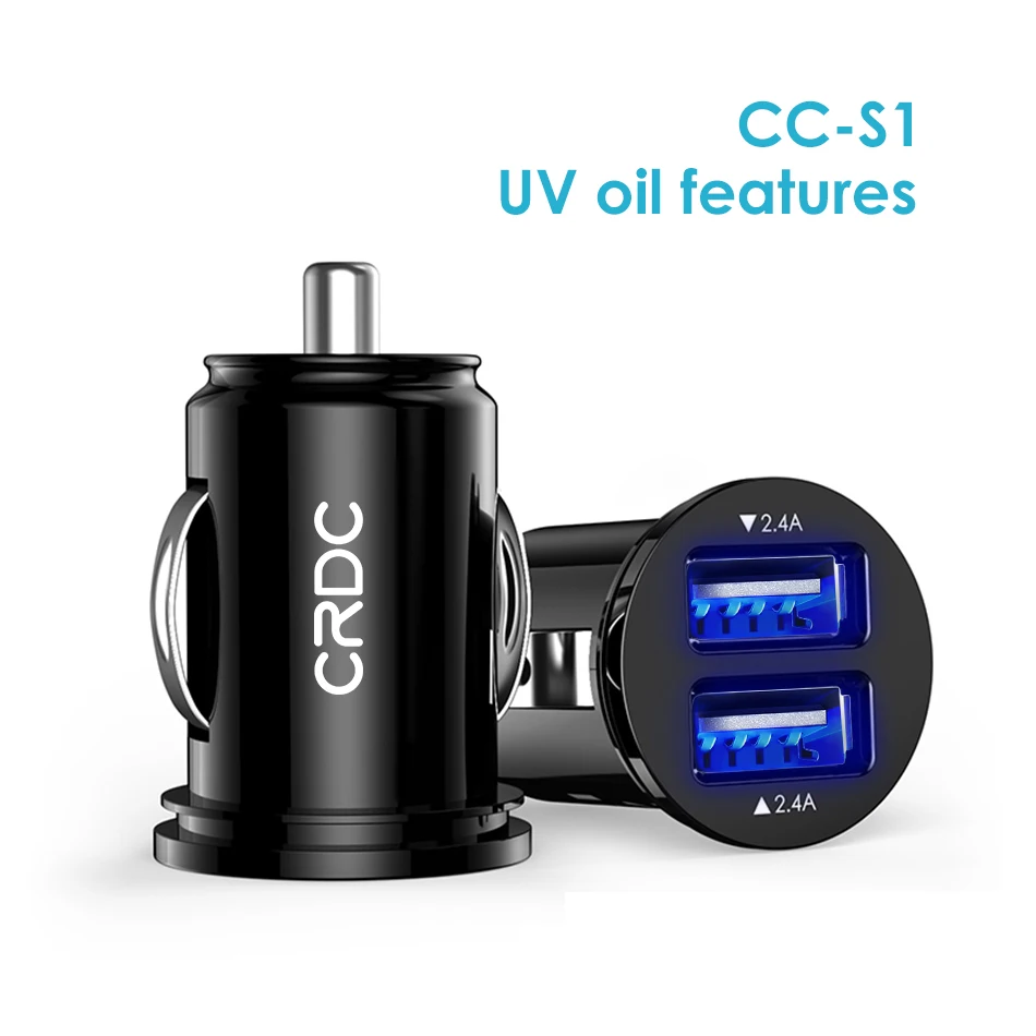 CRDC автомобильное зарядное устройство, 4.8A/24 Вт USB зарядное устройство для телефона с двумя портами Быстрая зарядка мини автомобильное зарядное устройство для Xiaomi iPhone 7 samsung galaxy s8 s7 и т. Д - Тип штекера: CC-S1 UV Oil Feature