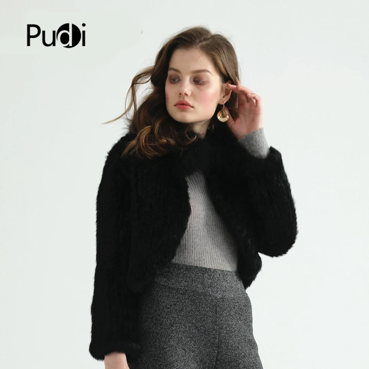 PUDI CT928 Женская осенне-зимняя куртка с натуральным кроличьим мехом черная дамская модная кроличий мех пальто основа накидка шаль