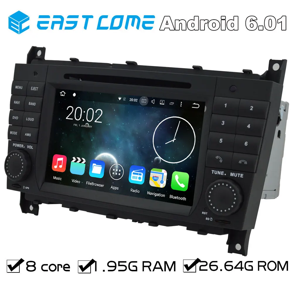 Чистый Android 6 01 автомобильный DVD для Mercedes Benz C Class W203 CLC CLK W209 с восьмиядерным радио