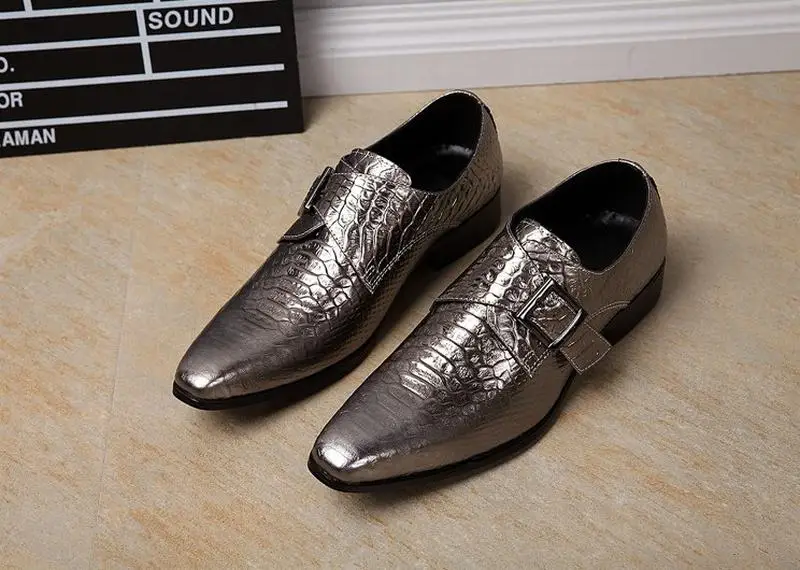Туфли мужские под змеиную кожу натуральная кожа пряжка вечерняя Обувь для