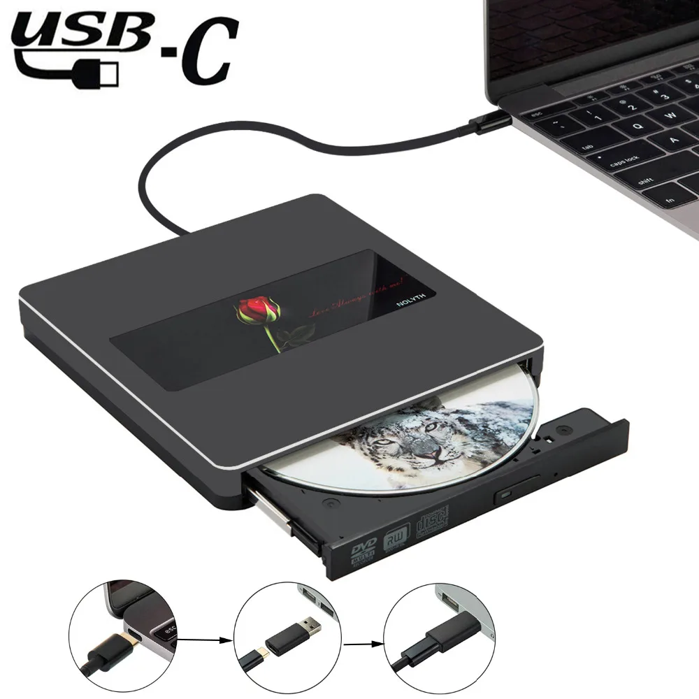 USB C внешний CD DVD привод горелки Писатель совместим с Mac/ноутбук/ПК/Windows10