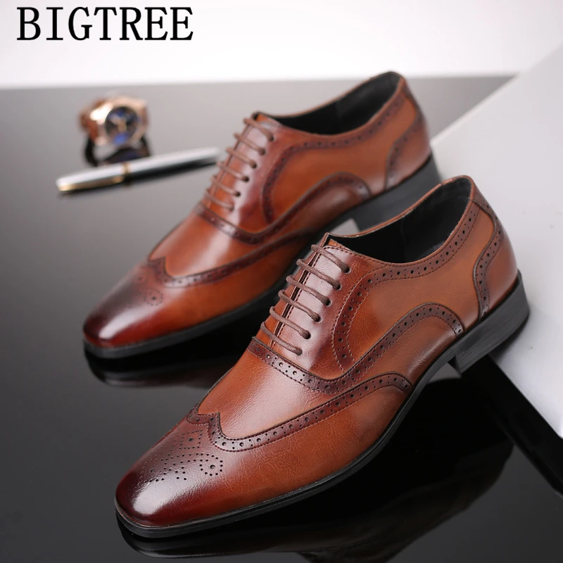 Оксфорды кожаные туфли мужские официальные винтажные элегантные парикмахерские
