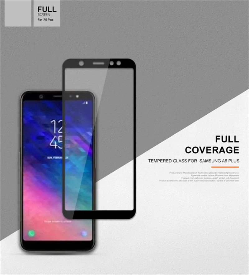A7 A750 полноэкранное покрытие из закаленного стекла для samsung Galaxy A9 A6 A8 Plus A920 A530 A730 защитная пленка против царапин
