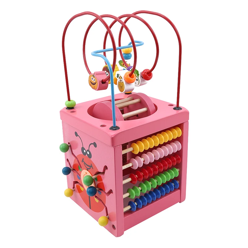 Baby Wooden Round Beads Maze Activity Cube Blocks Multifunction Early Learning Educational Cognition Toys | Игрушки и хобби