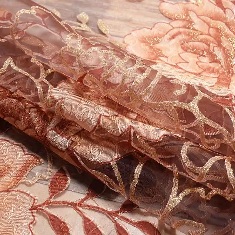 Жаккардовые рифленые Гибискус шторы экраны вышитые цветы valance voilefor гостиная