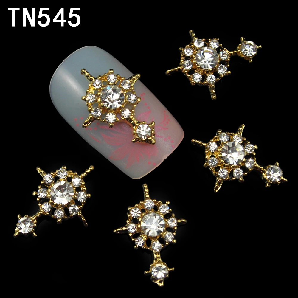 10 шт. Блестящий сплав Серебряный и Золотой дизайн ногтей с Стразы очаровательные