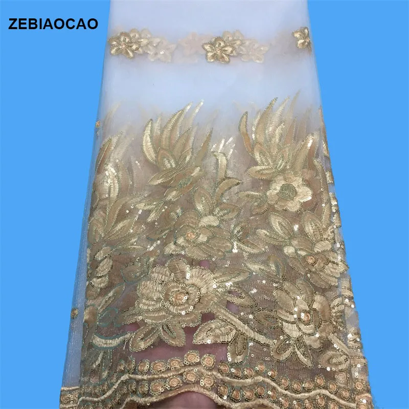 ZEBIAOCAO африканская кружевная ткань с пайетками Белая французская фатиновая Новое