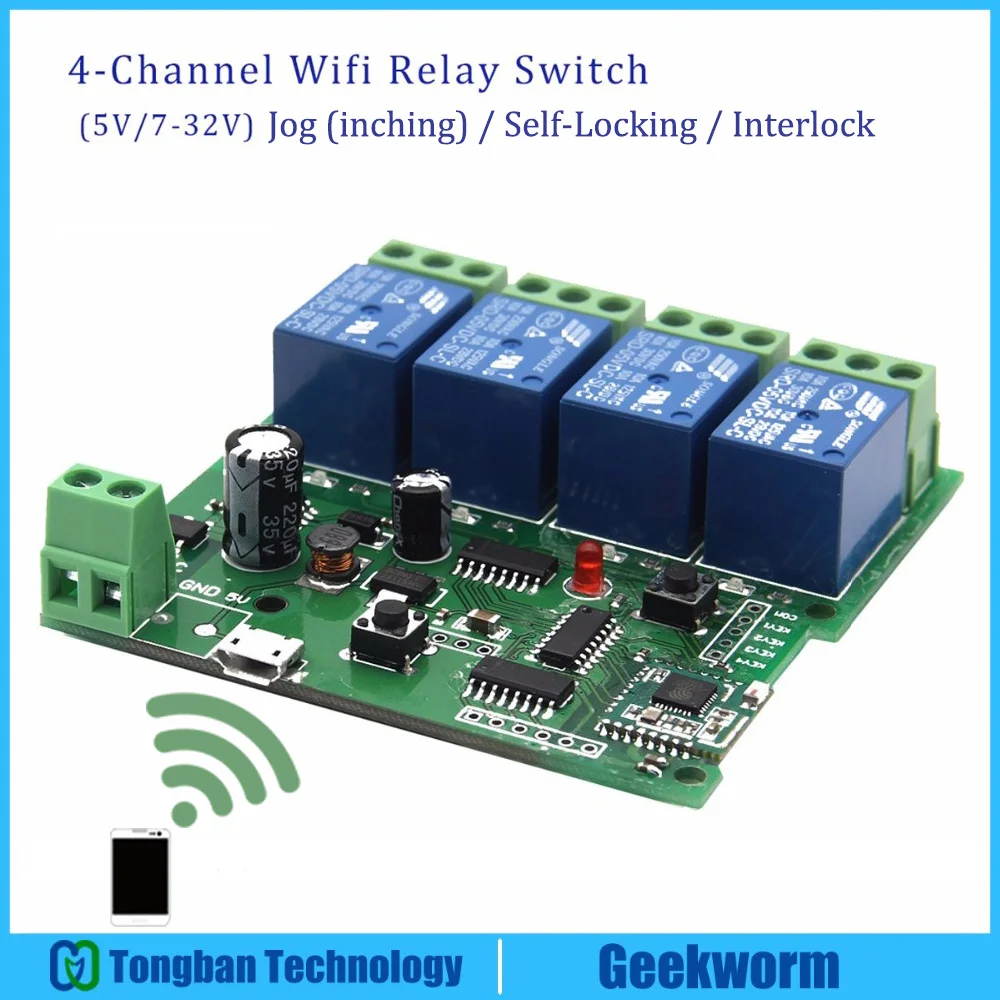 IoT, постоянный ток, 5 В/7-32 в пост 4-канальный WI-FI переключатель/3-модели 4-реле WI-FI/433 Мгц дистанционный переключатель выключатель универсальный модуль/"умные" аксессуары для дома