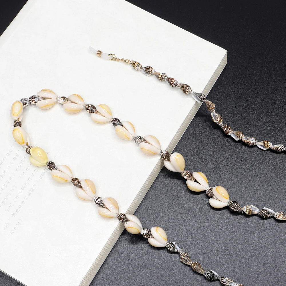Женские очки с цепочкой летние солнцезащитные Cowrie натуральной раковиной на
