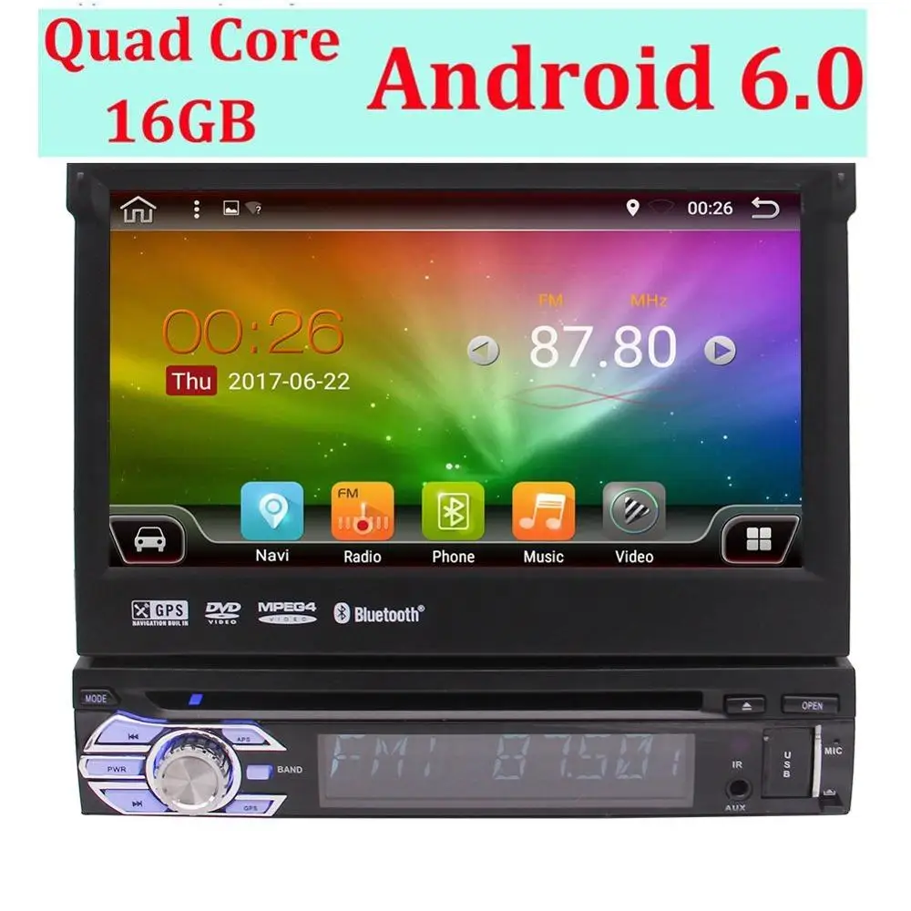 Android 6.0 один дин стерео 1 din головное устройство GPS навигации Поддержка dab + OBD2 wi Fi 3G