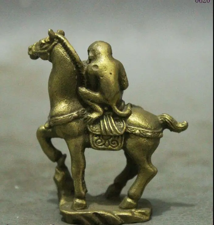 671115491++++Chinese Auspicious Pure Brass Year Zodic Monkey Hold Seal Ride Horse Art Statue | Statues &amp Sculptures