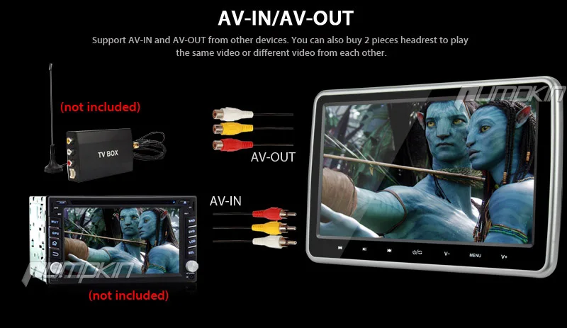 Тыква 10 1 ''подголовник автомобиля dvd-плеер HD цифровой TFT экран с HDMI портом 1024*600