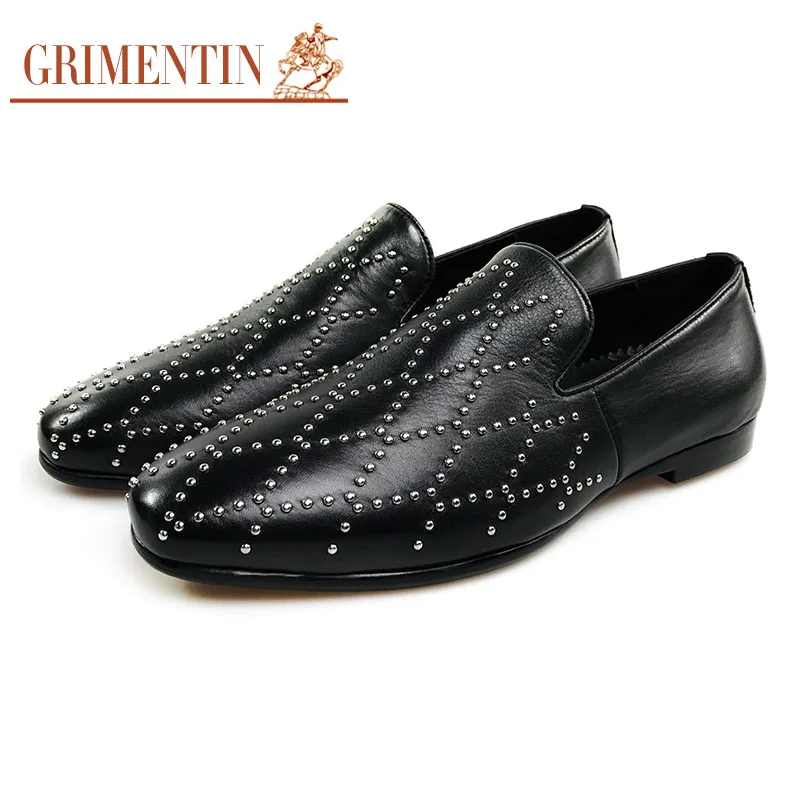 GRIMENTIN, модная брендовая мужская обувь Casual Натуральная кожа черный удобная обувь для прогулок, итальянский дизайн, горячая распродажа мужской обуви