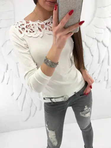 Women Fashion Blouse Summer Casual Loose Long Sleeve Tops |