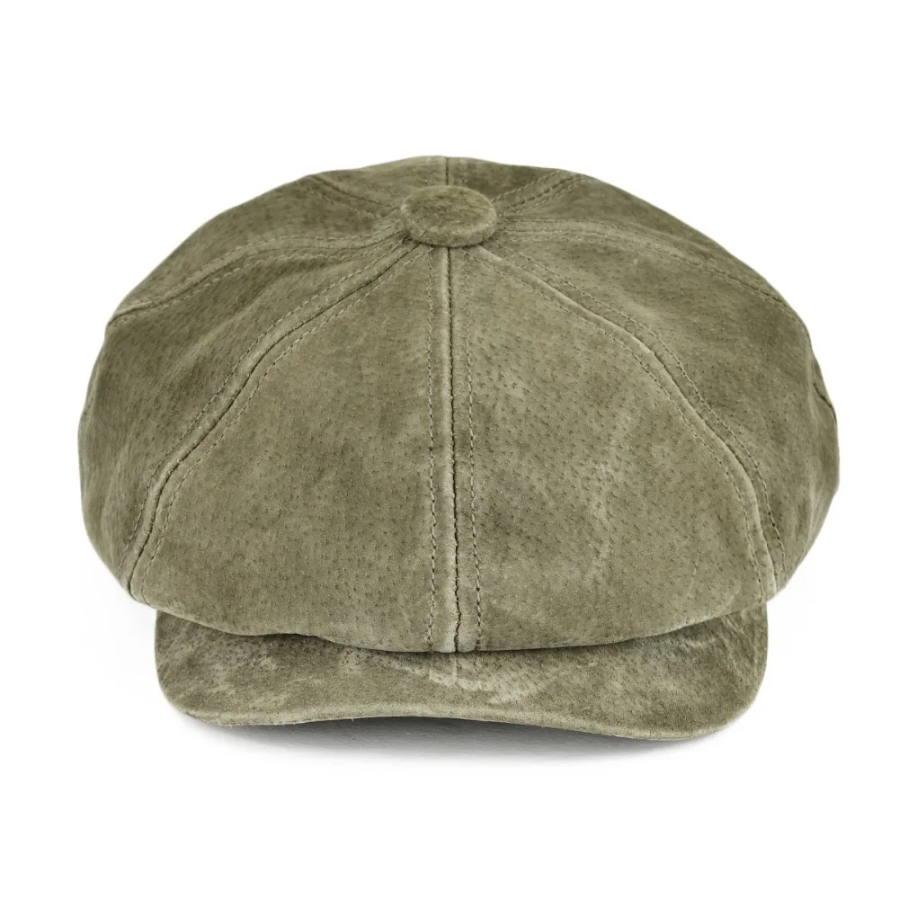 VOBOOM Suede Pigskin Leather Newsboy Caps Men Women Beret Frosted 8 Panel Hats for Autumn Winter Boina Green Hat 152 |