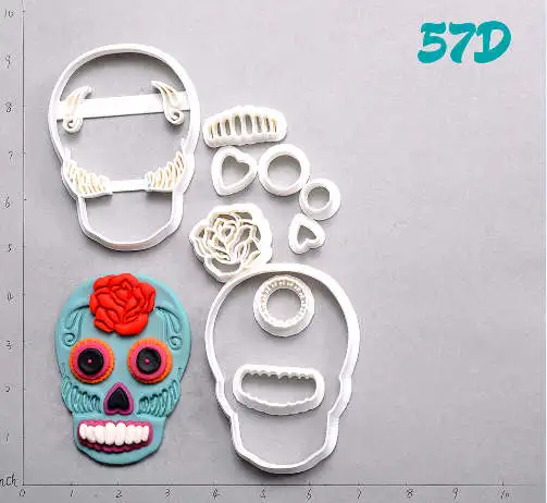 Сахарный Череп Дэдпул формочка для печенья набор на заказ 3D печатная форма для печенья набор для помадки - Цвет: 57D 4 inch