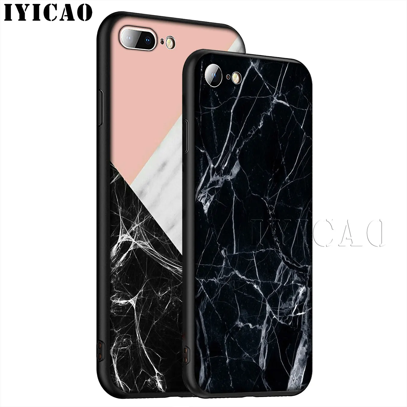 IYICAO Gold black white Marble Soft Silicone Phone Case for iPhone XR X XS 11 Pro Max 6 6S 7 8 Plus 5 5S SE TPU Black Cover |