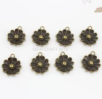 set of 50 pcs circle antique bronze flower zinc alloy pendant charm drops for diy 19x17mmay0033