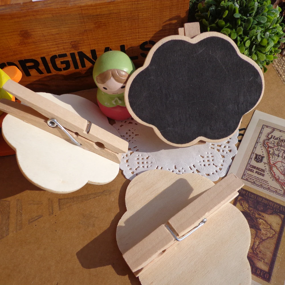 5pcs Cloud Shape Wooden Party Blackboard Clip Chalkboard Clips Gift Message Wood Cards Pegs for Decor | Дом и сад
