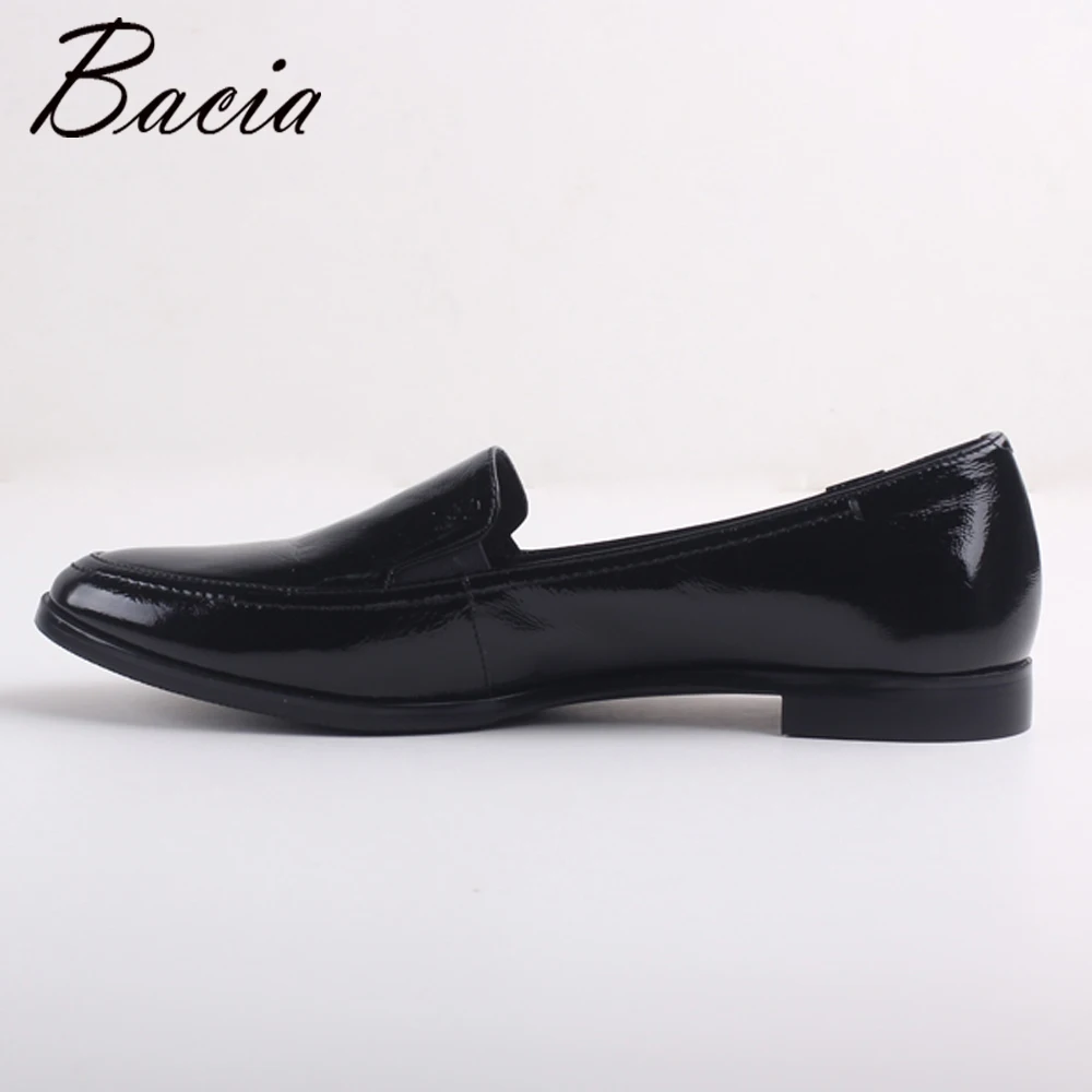 Bacia/роскошные классические кожаные туфли черный ретро круглый носок Slip-on Туфли