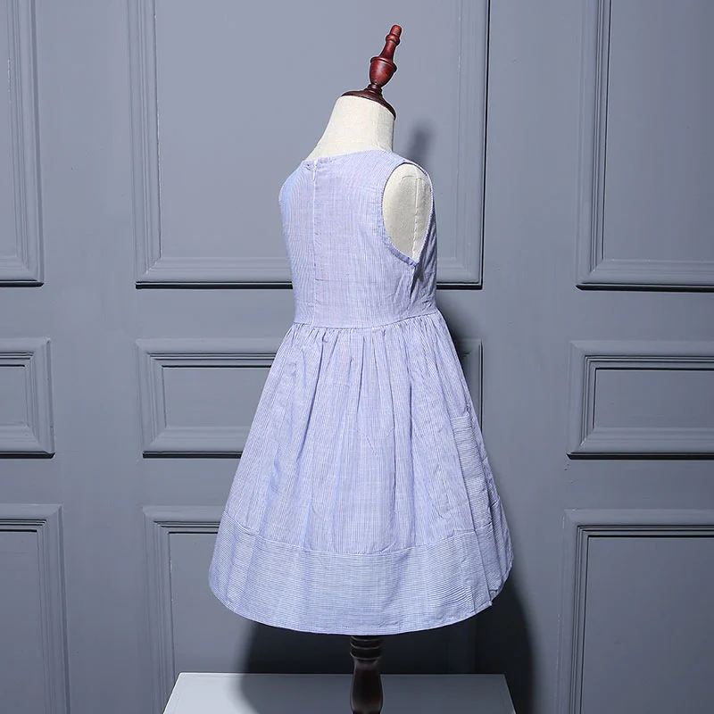 2020 Elegant Vintage Teenage Girl Dress Vertical Stripe Beach Style Kids Dresses With Pockets Toddler Summer Clothing 5-12Y | Детская