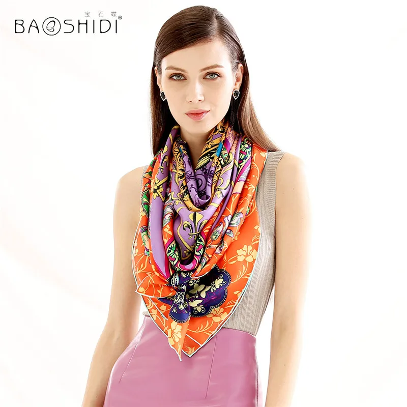 BAOSHIDI роскошный брендовый оригинальный дизайн чистый Шелковый саржевый женский