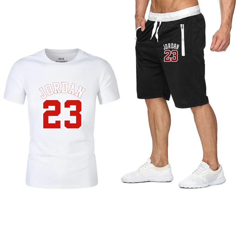 as photo Комплект из двух предметов, мужская одежда jordan 23, футболка, шорты, летний короткий комплект, спортивный костюм, мужской спортивный костюм, спортивный костюм для бега, баскетбольная майка - Цвет: as photo