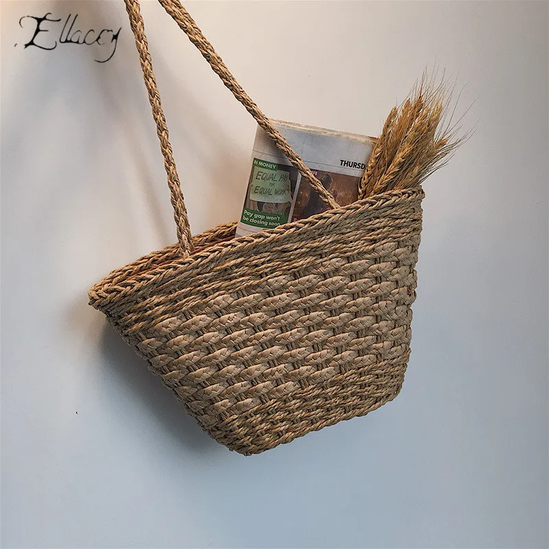 Женская плетеная сумка-мессенджер большая соломенная сумка ручной работы