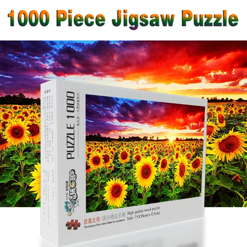 1000/1500 шт. пазлы с подсолнухами деревянные игрушки новогодний подарок для