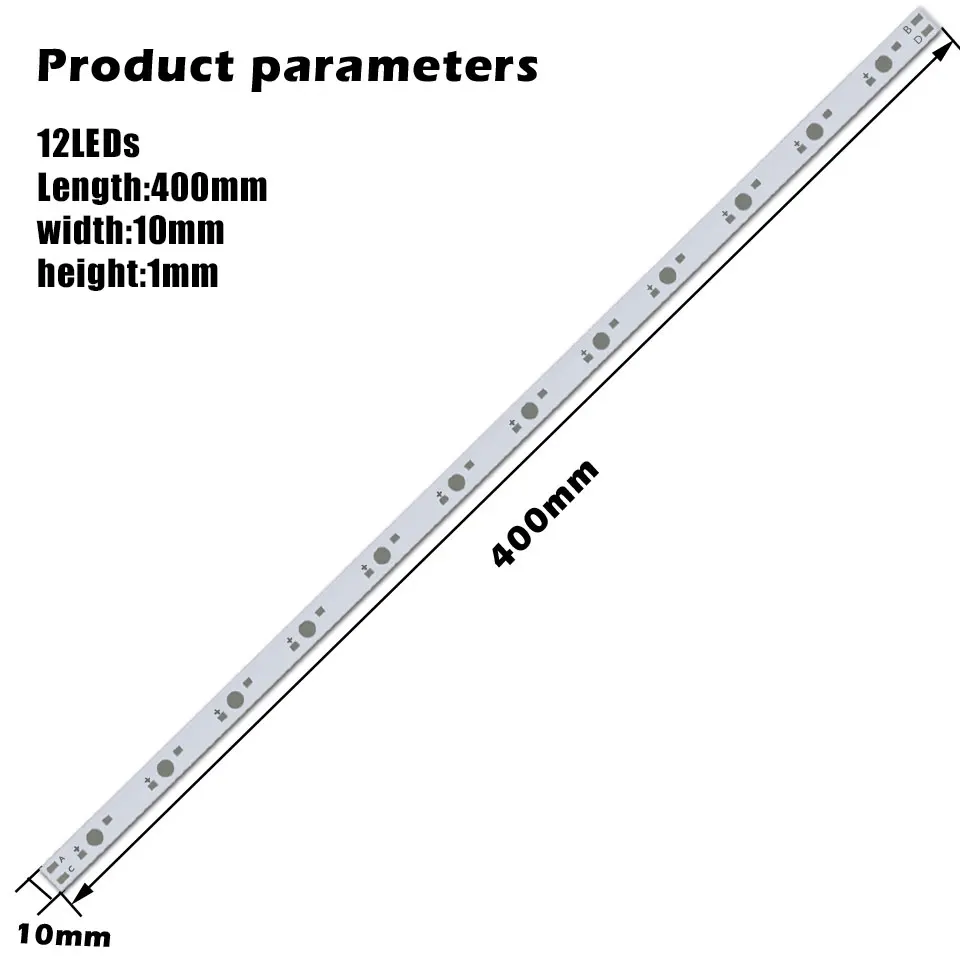 12LEDs 400x10x1mm 1 Вт, 3 Вт, 5 Вт, светодиодный Алюминий опорной плиты 130 мм 150 мм 300 мм 400 мм 500 мм Печатная плата для 3 4 5 6 7 8 10 12 15 30 50 60 100 Вт светильник бусины - Испускаемый цвет: 12LEDs 400x10x1mm