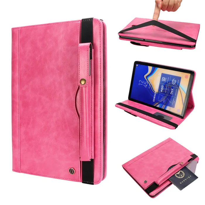 Rose Для samsung Galaxy Tab S4 10,5 T830 T835 класса люкс из искусственной кожи чехол-книжка чехол Бизнес Стиль подставка Защитная крышка с держатель для карт+ подставка для ручек - Цвет: Rose