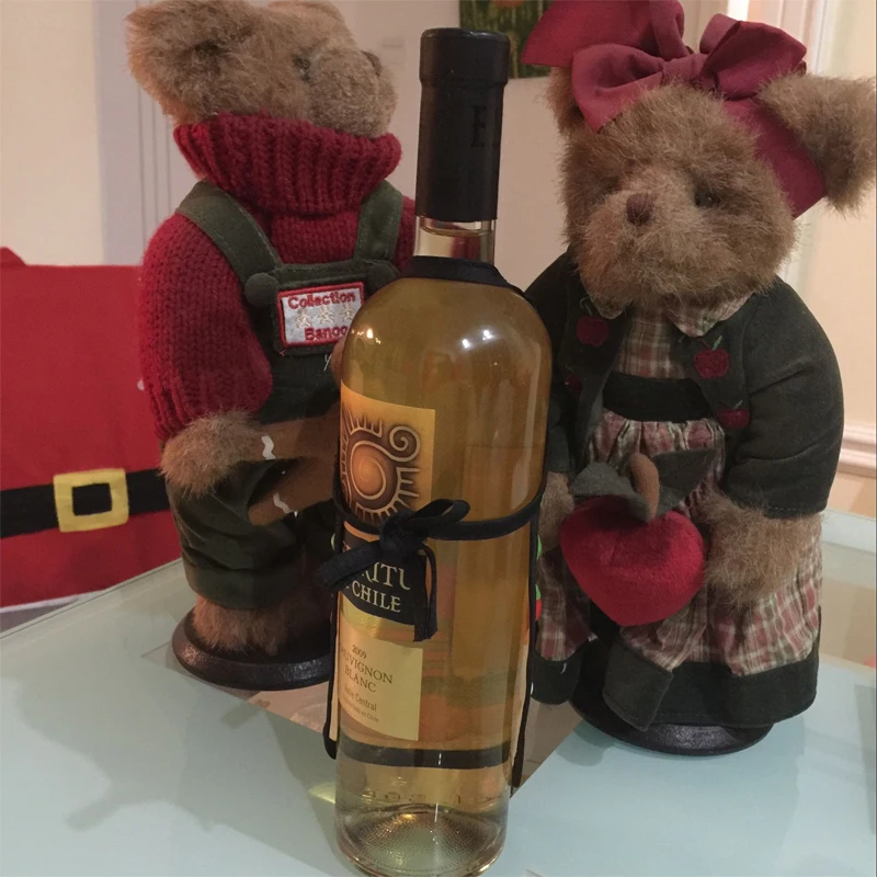 Новый маленький фартук для бутылок с вином Рождественская накидка зелеными