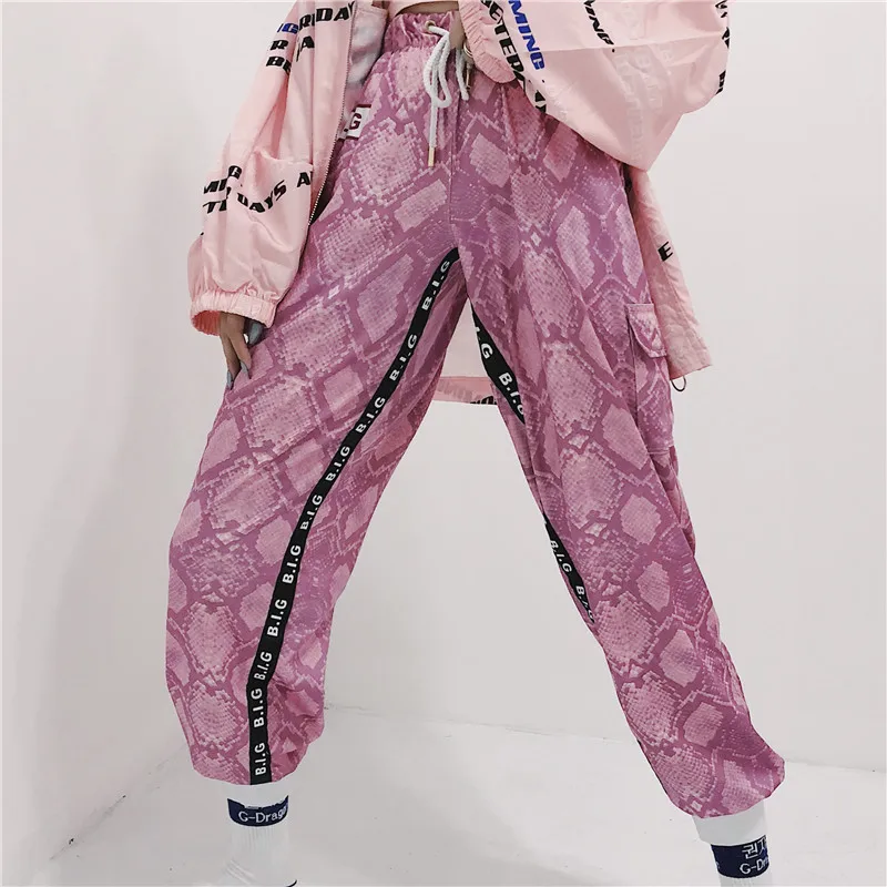 2019 Новый Harajuku Хип хоп Винтаж Змея питона узор танцевальные тренировочные брюки
