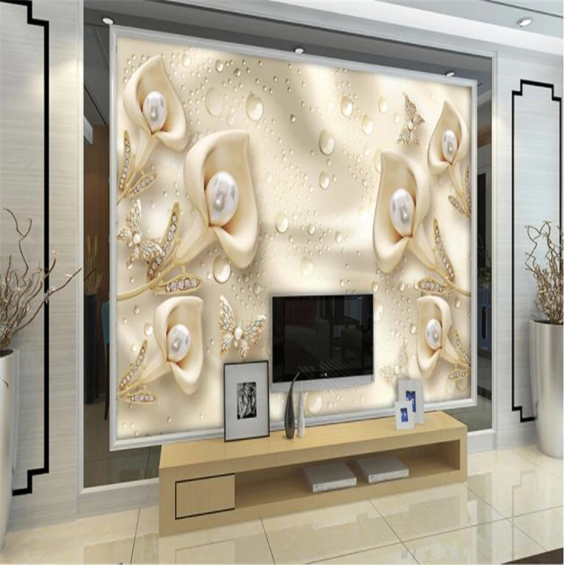 Обои на заказ настенная наклейка модные Фэнтези 3d Калла лилия Бабочка шелк вода