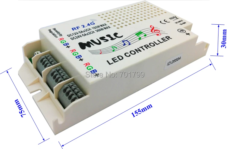 2.4Ghz RF LED RGB Music ControllerDC12-24V input3A*3CH output | Лампы и освещение