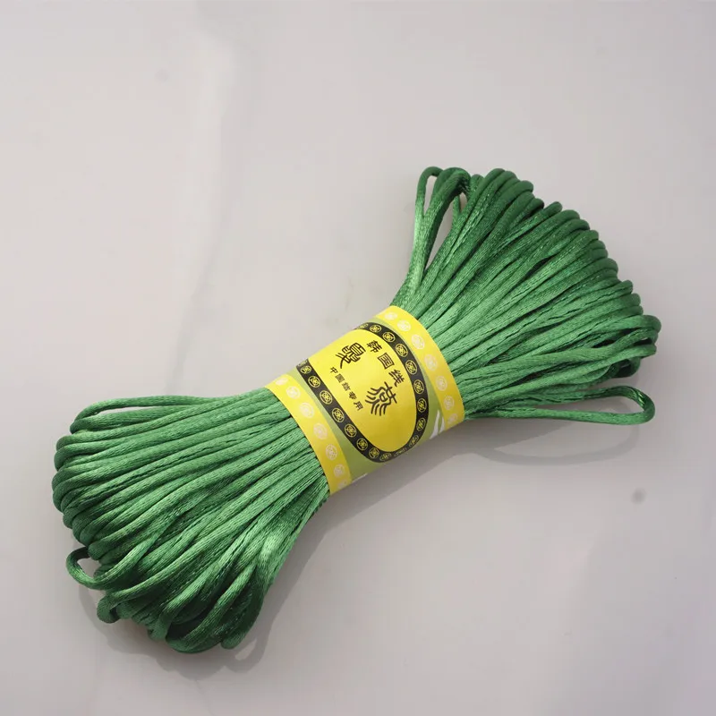 Deep Green 20 м 2,5 мм Разноцветные нейлоновые черные Сатиновые китайские узлы, шелковый шнур для макраме, бисероплетенная нить Шамбала HK198 - Цвет: Deep Green