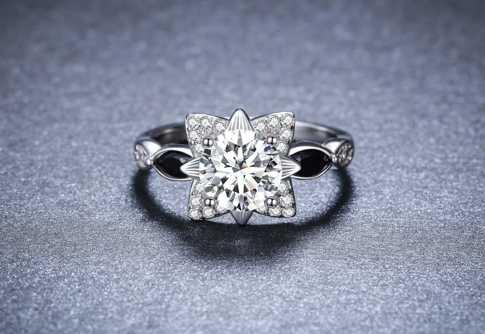 [BLACK AWN] 925 Sterling Silver Jewelry Wedding Rings for Women Female Star Bijoux Life Leaf Silver 925 Jewelry G086