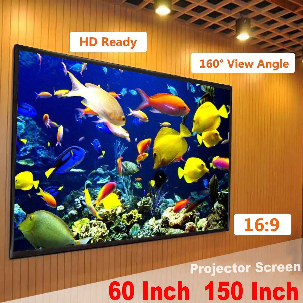 Портативный 60 дюймов HD настенный проекционный экран холст 16:9 светодиодный проектор экран для домашнего кинотеатра материал белая ткань