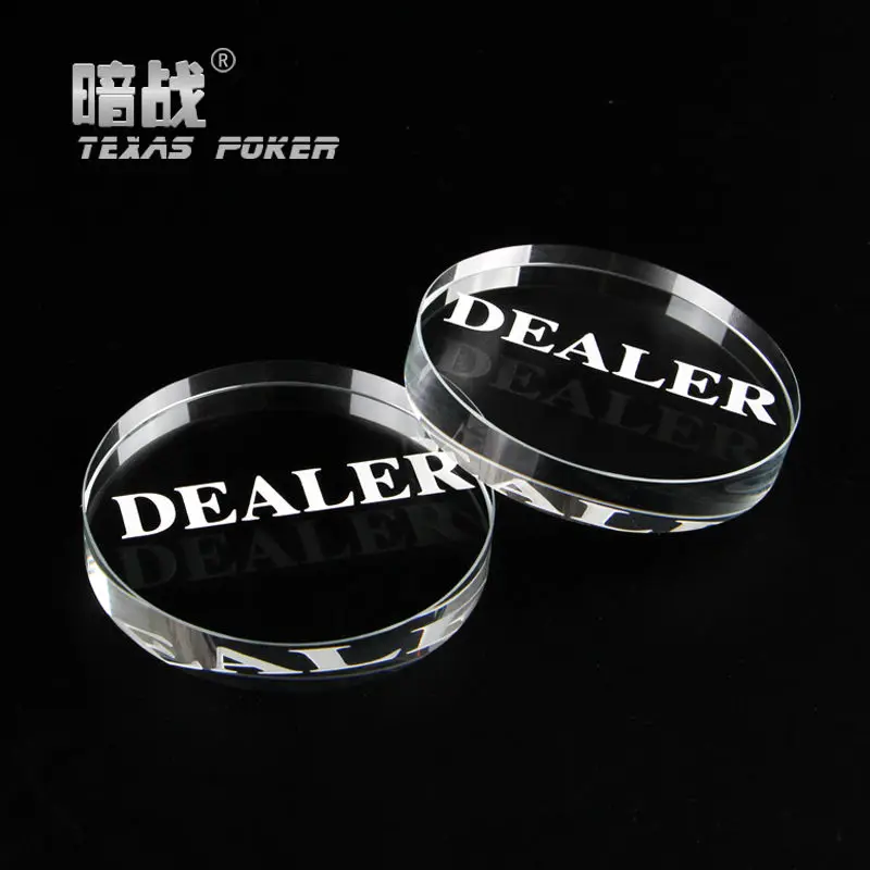 2pcs/lot Crystal Button With One Side Engrave Letter DEALER Pressing Poker Cards Guard Dealer | Спорт и развлечения