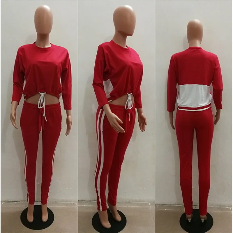 2018 осень новое поступление с принтом в полоску спортивный костюм для Для женщин
