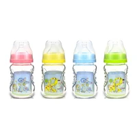 2018 new 150ml baby cartoon glass milk wide mouth bottle juice bottle baby drink baby milk bottle bpa free