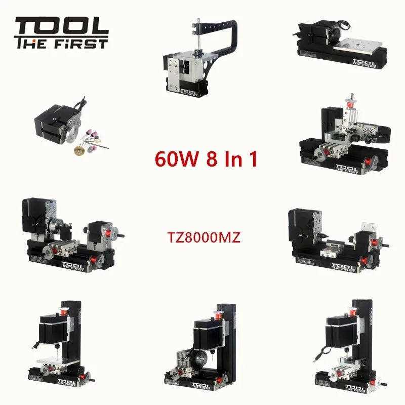 Thefirsttool TZ8000MZ 8 в 1 BigPower 60 Вт мини металлический комплект токарного станка с лук Arm 12000 об/мин Дети DIY инструмент образование лучший подарок