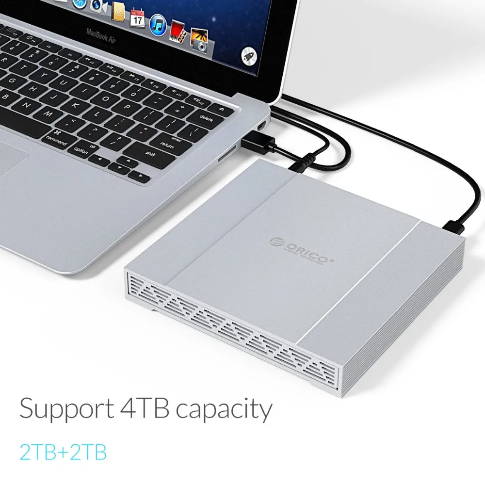 

ORICO HDD 2*2,5 SATA USB 3,1 10 / Raid0 SSD HDD Box Type C