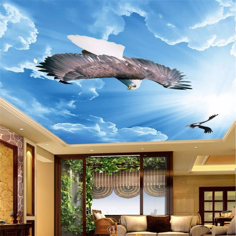beibehang wallpaper home decor Photo background wallpaper Blue sky flying eagle living room ceiling background papel wall