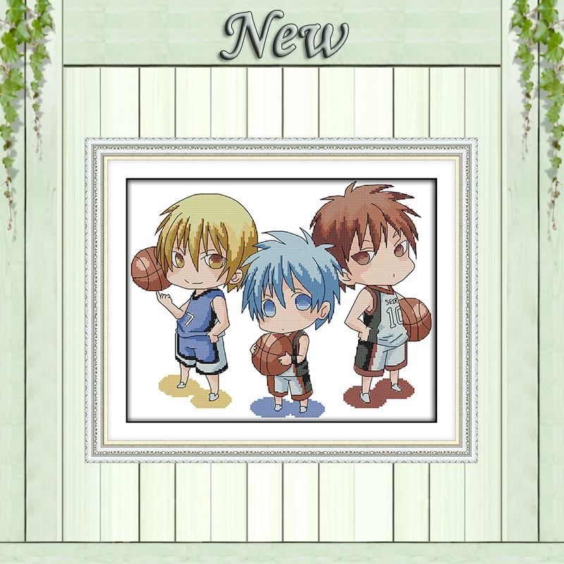 

Basketball boys cartoon decor painting counted Print on canvas DMC 11CT 14CT Chinese Cross Stitch kits Needlework Set embroidery