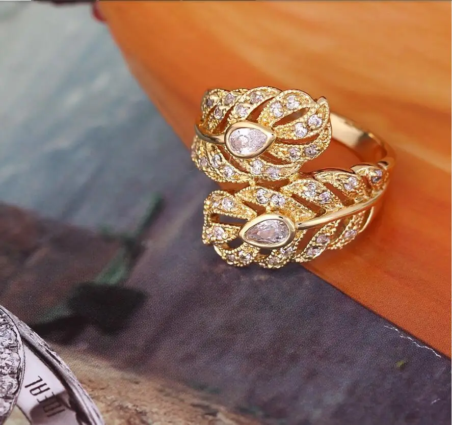 Europe and retro fashion exaggerated ring zircon leaf factory outlet | Украшения и аксессуары